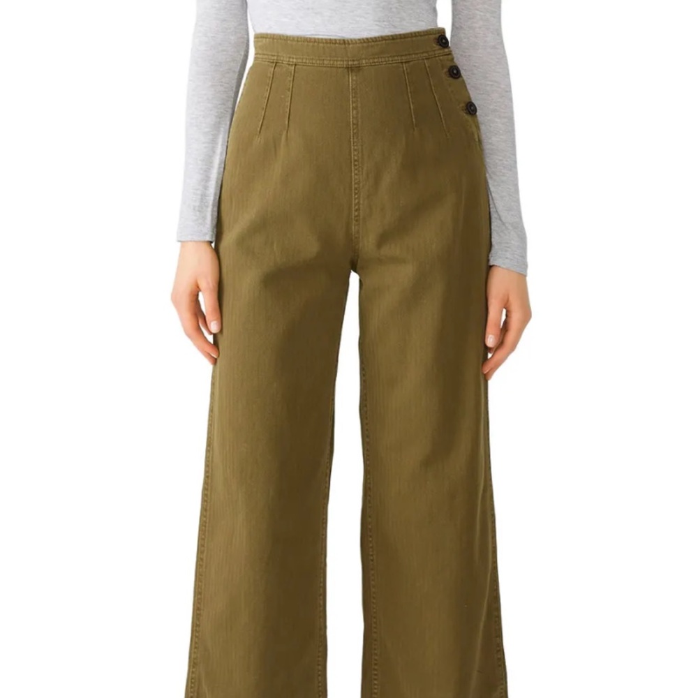 Free People Olive clean mod utility crop pant